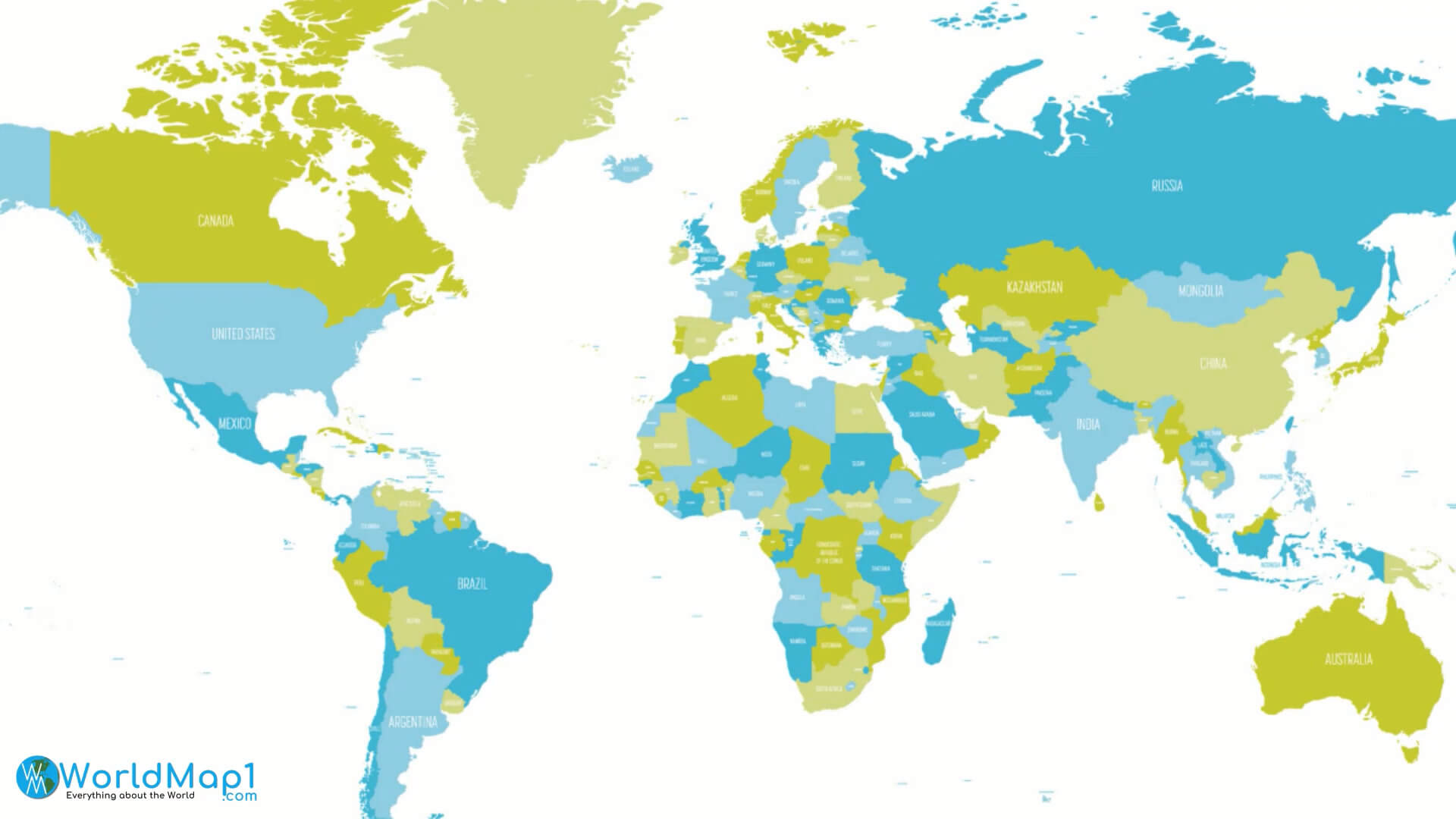 Oceania Countries on World Map